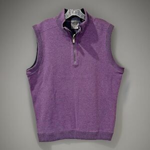 F/X Fusion Purple Sweater Vest Mens Large Mock Neck Zip Pullover Business Casual